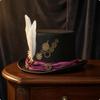 Steampunk Top Hat Brass Gear Accents Felt Feather Plume Headwear 5859cm