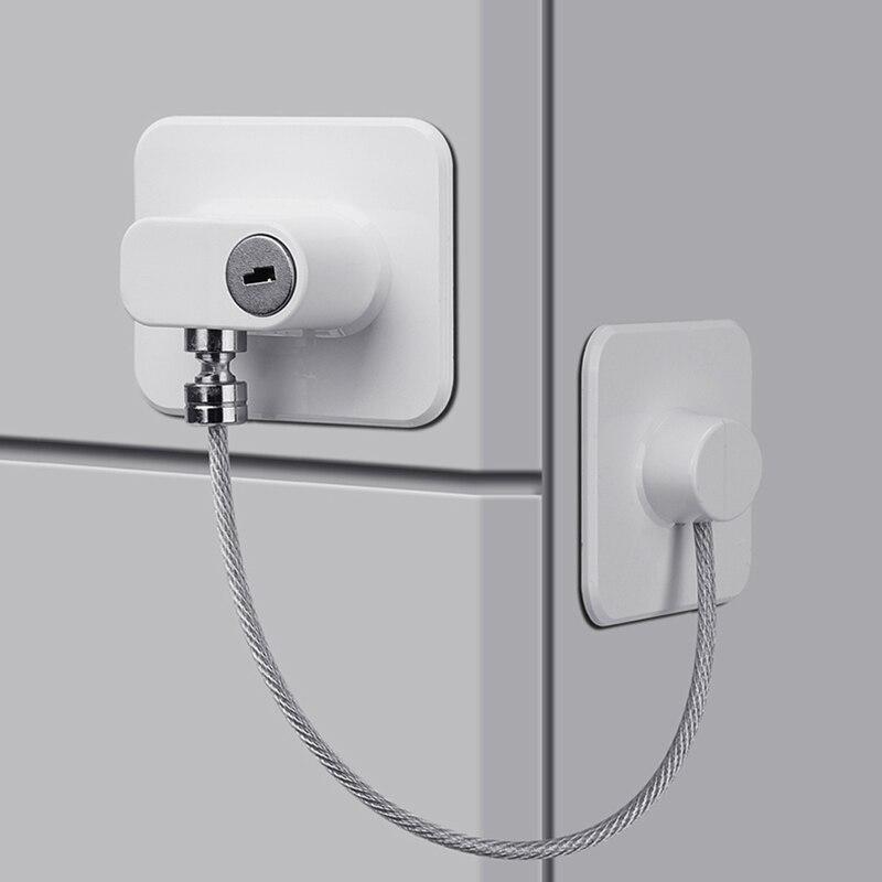 

Безопасный для детей замок для холодильника, замок для холодильника 1 шт. с 2 ключами, клейкие винты без гвоздей