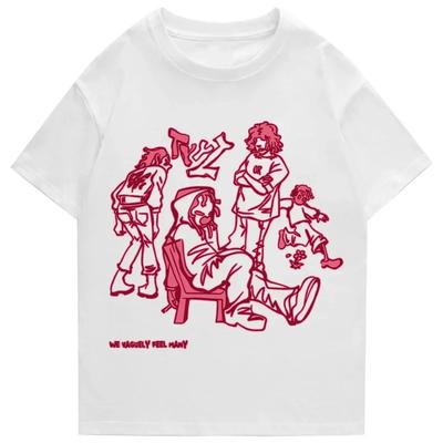 2026 New Tshirt Unisexs Street Clothing Hiphop Skull Cartoon Pattern Tshirt Neutral Cotton Unisex Women Tshirt Top Summer