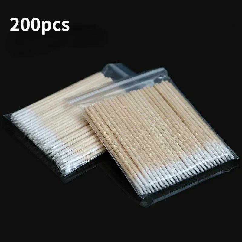 60/100/200/300Pcs Nails Wood Swab Clean Sticks Bud Tip Wooden Cotton Head Manicure Detail Corrector Nail Polish Remover Art Tool