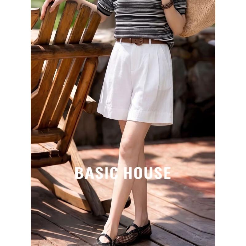 Basic House Women s High-Waist White Casual Shorts S
