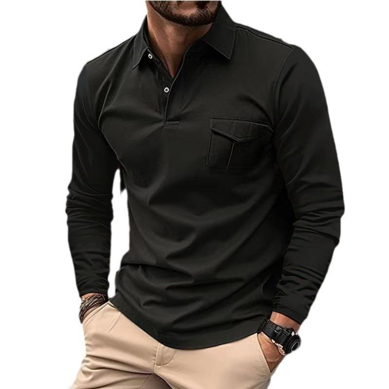 Spring/Autumn New Arrival Men's Long-Sleeved Polo Shirt Casual Collared Sports Polo Shirt Solid Colour Top
