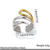 New Stainless Steel Rings Neutral Two Tone Spliced Irregular Open Rings Fashion Non-Fading Banquet Daily Wear Jewelry Accessory