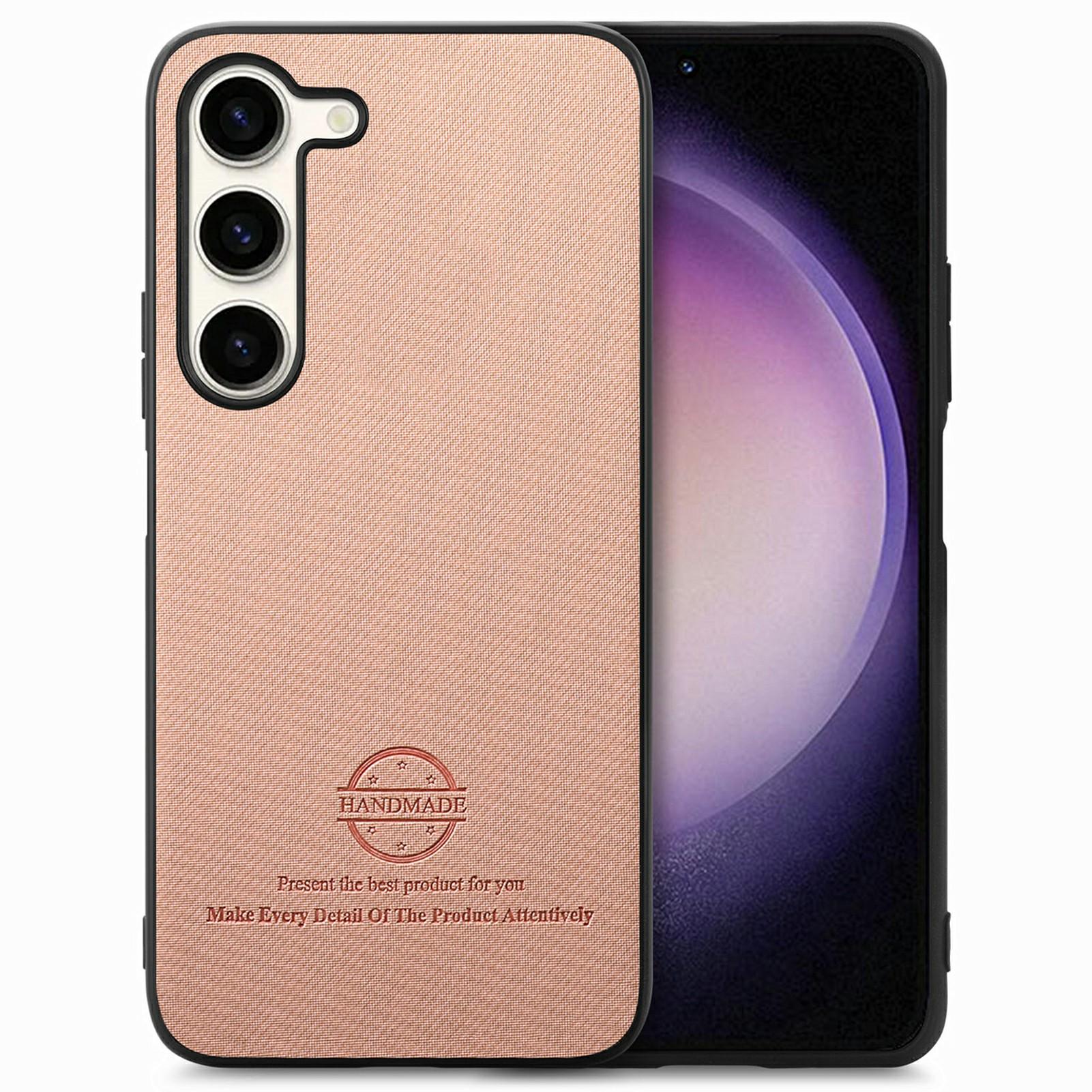 

For Samsung Galaxy S23+ Case Cloth Texture Leather+PC+TPU Anti-Drop Phone Cover Pink