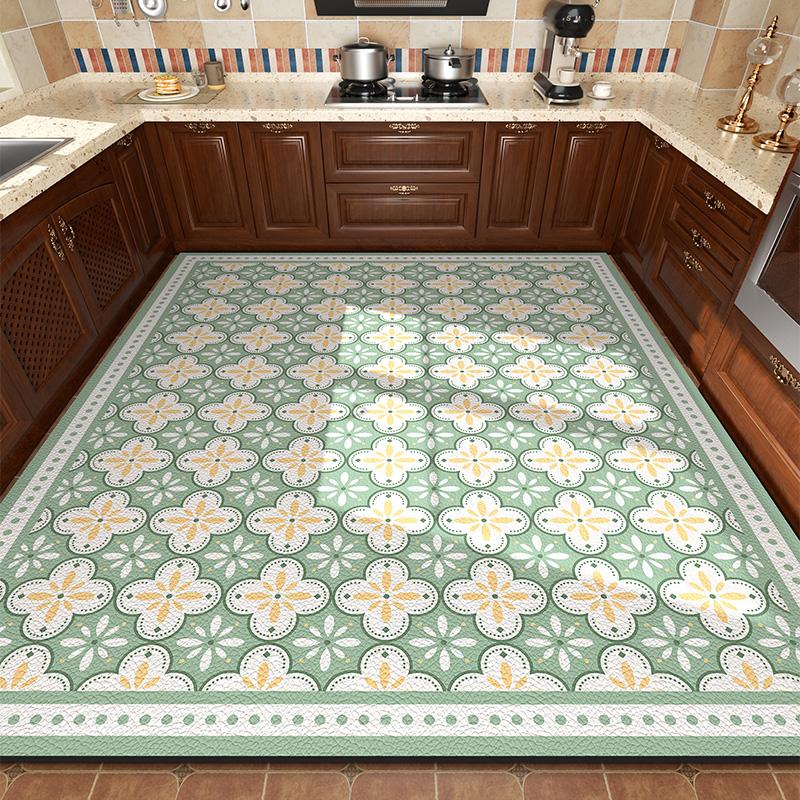 Carpet for Kitchen Pvc Floor Mat Large Size Waterproof Non-slip Carpets Leather Anti-fatigue Foot Mats Retro Home Decoration Rug