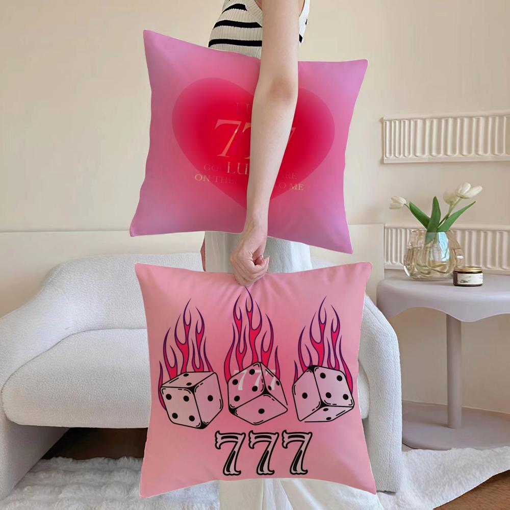 Seven Star Lucky Angel Numbers Cushion Cover Antidustmite Pillowcase Invisible zipper silky short plush Sofa cushion cover