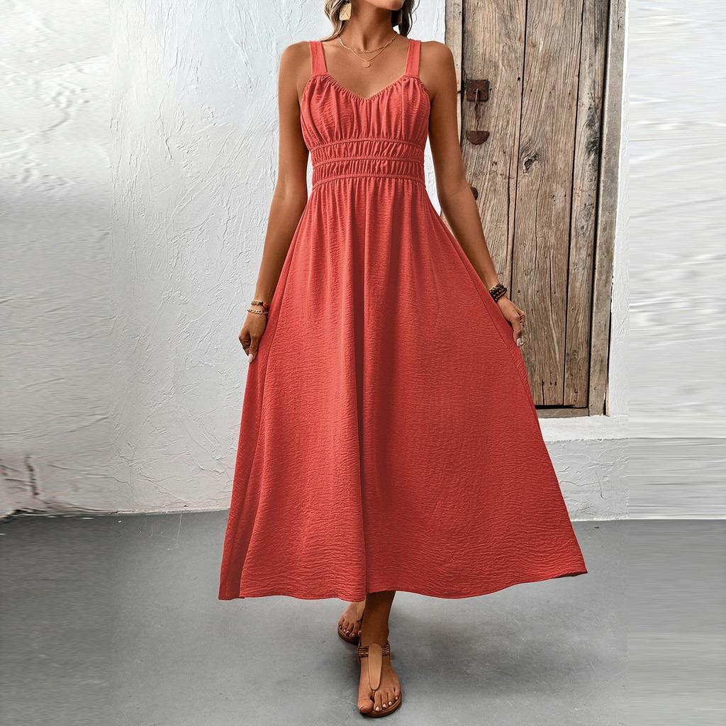 Dámská móda Ležérní styl Střední délka Šaty na ramínka Jednobarevné Dámské šaty