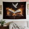 Majestätisches Christliches Wandbehang-Kunstwerk Bibelschrift Taube Heiliger Geist Kreuz Glaube Inspiriert Spirituelle Dekoration Polyester Kann