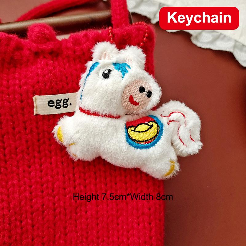 New 2026 Horse Year Cartoon Mascot Pony Knitted Bucket Bag For Women Fashion Large Capacity Portable Handbag New Year Gift