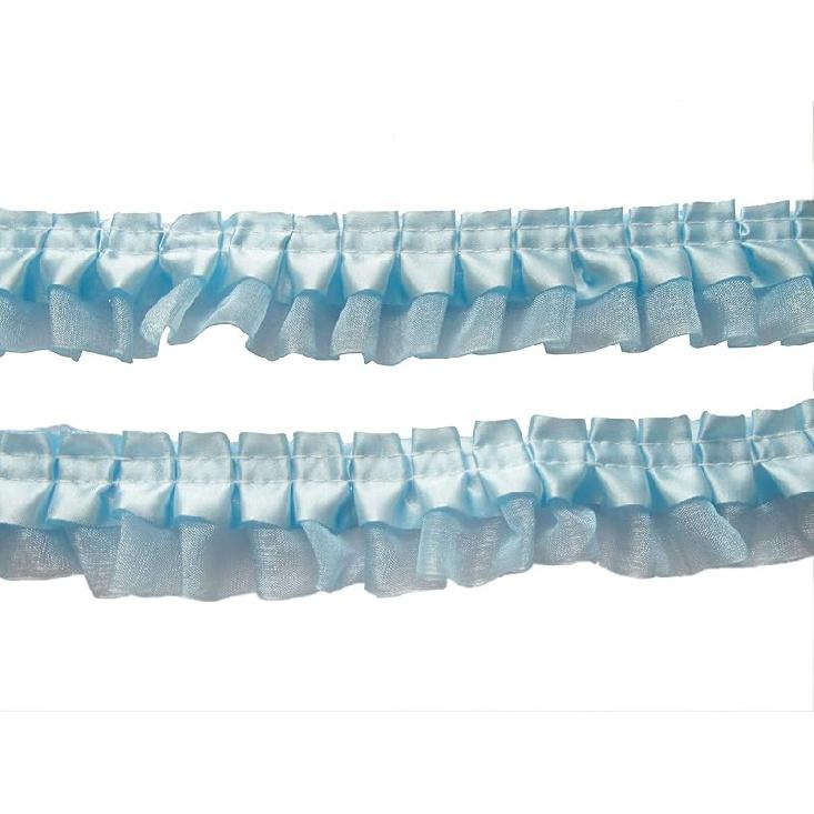 YYCRAFT Pack of 5y Two Tone Satin Organza Lace Edge Trim 1.5" Wedding Ribbon Sewing (Royal)