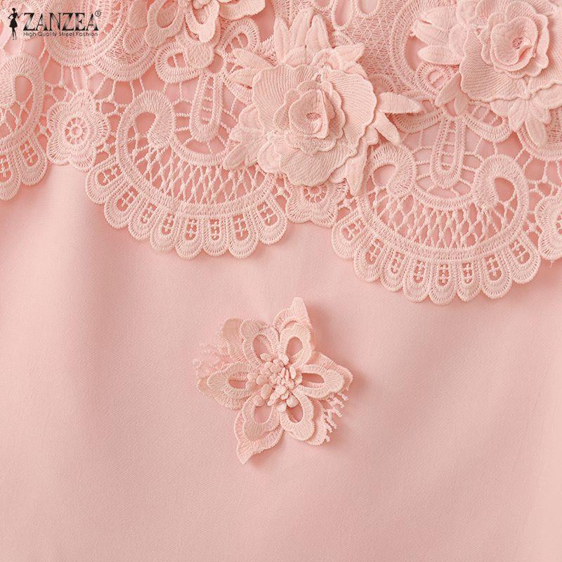 ZANZEA Women Floral Lace Splice Casual Sleeveless Vest Tops