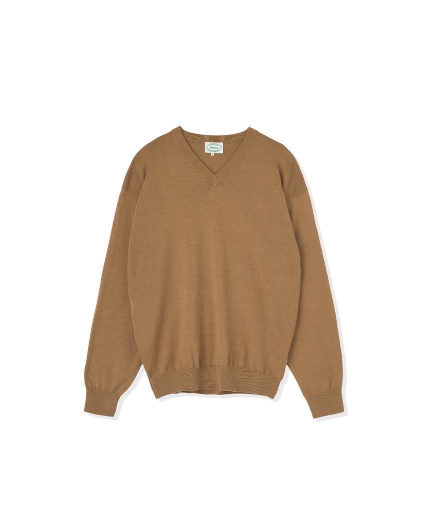 Beulumeon Cotton V-Neck Knit (Camel)