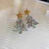 Silver Needle Diamond Snowflake Christmas Tree Pearl Fringed Earrings Christmas New Light Luxury Temperament Earrings Fashion Earrings