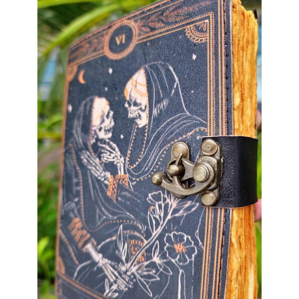 The Lovers Book, Journal for lovers,Witch Grimoire, Spell Book, Book of Shadow, Gift for Him, Antique Notebook And Deckle Edge Unlined Paper