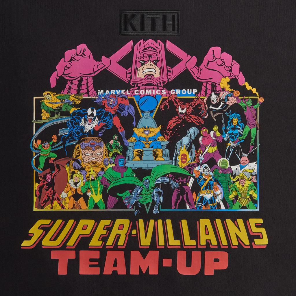 Kith X Marvel Team Up Vintage Nelson Crewneck Black Unisex Tops KHM032528-001