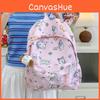 Cartoon Maltese Pattern Anime School Backpack For Middle School Girls With Lightweight Nylon Material And Breathable Cushion Straps