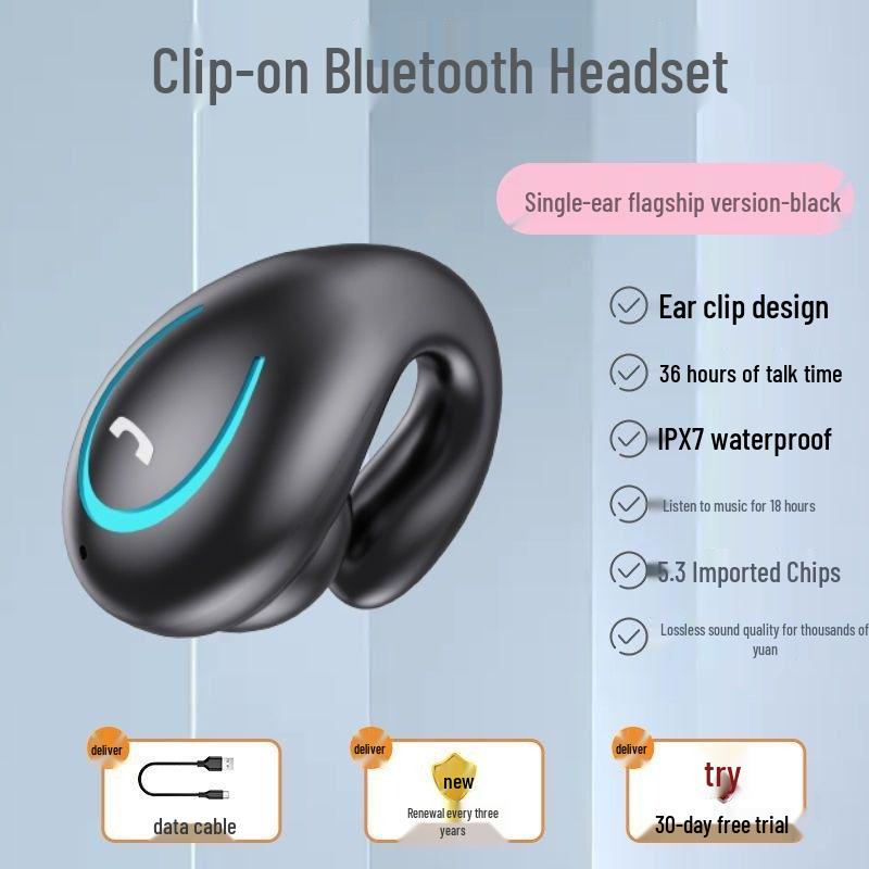 Bone Conduction Clip-on Bluetooth Headphones 25, 2025 Model, Binaural, Clear Sound, Long Standby