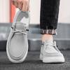 Men's Lace Up Loafers for Casual Wear, Lightweight Wide Canvas Loafers with Wide Toe Boxes, Boat Flat Walking Shoes Lazy People
