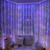2*3m String Lights Girls Room Decor Curtain Lights  Fairy Wall String Lights 200L LED For Ceiling Indoor Wedding Party Christmas Multicolor