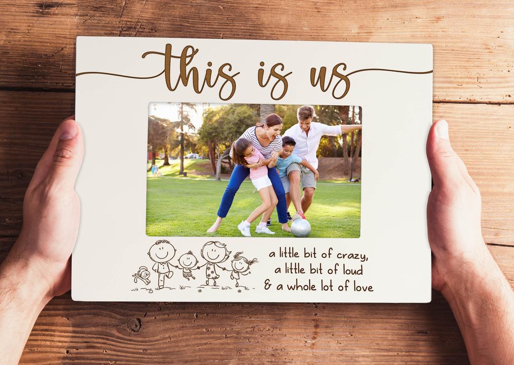 Liebes Andenken Mit Liebe Gemacht Gravierter Tischaufsteller-Fotorahmen Holz Ein Bisschen Verrückt Ein Bisschen Laut Zitate Weißer Bilderrahmen