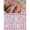 1PCS Pink Flower Petal 3D Nail Stickers Elegant Flower Gold Edge Line Geometry Designs Nail Art Decals DIY Self-Adhesive Manicure Decoration Supplies