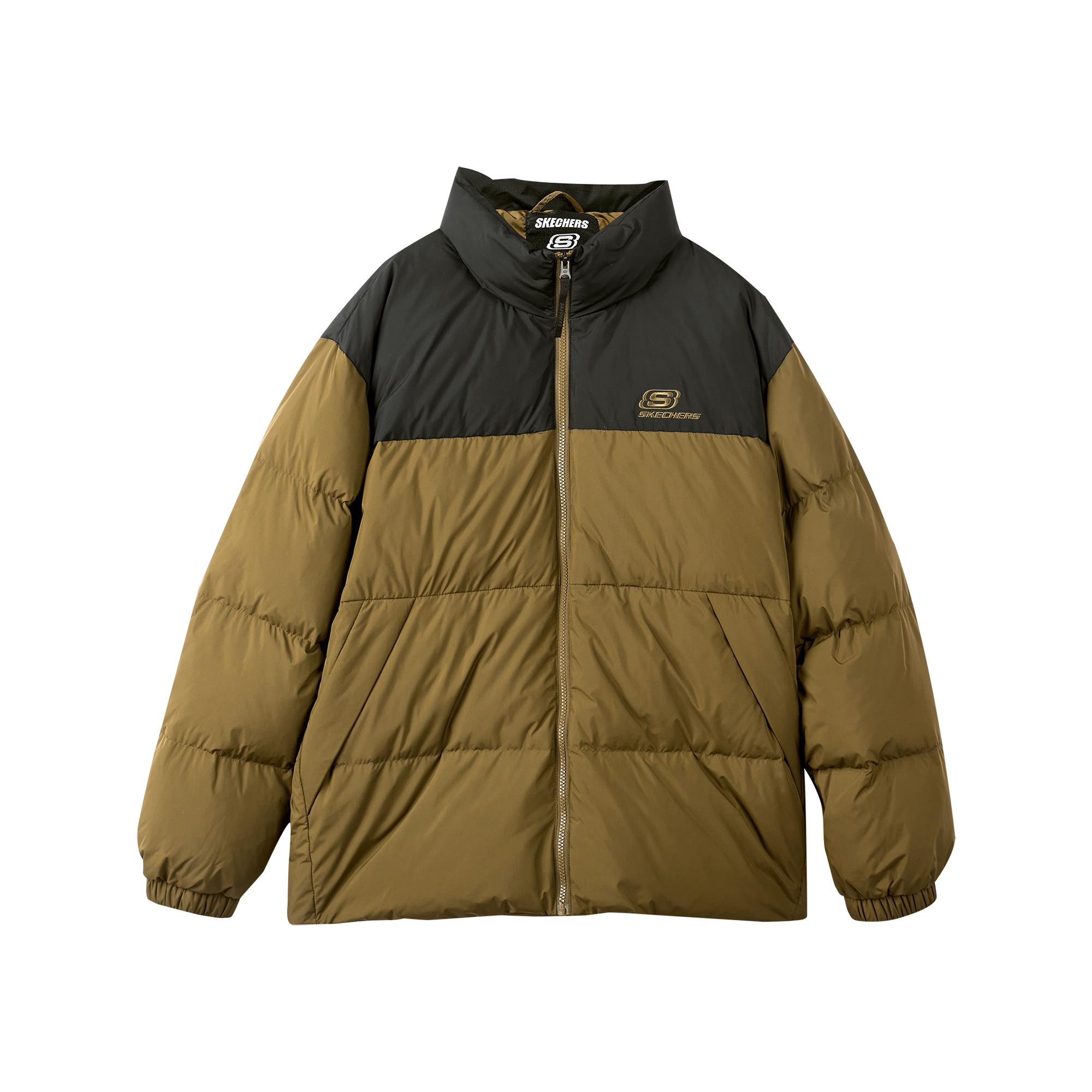 Skechers Fashion Color Block Logo Short Woven Down Jacket Unisex Jackets Light-Brown L423U106-01N2 XL