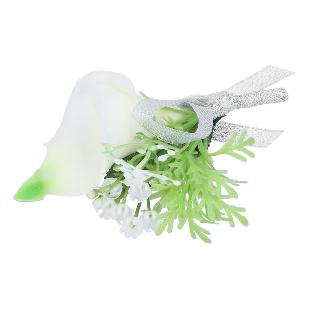 Artificial Flower Wedding Corsage Groom Bride Boutonniere Brooch Wedding Party DecorMilky White