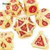 7 Pcs Golden Red Tree Stump Root Metal Dice Solid Metal Polyhedral Dice Set Suitable for Role-Playing RPG  Board Game Card Game