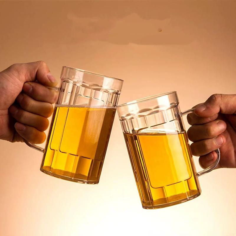 Transparent Shatterproof Beer Mug Food Grade Acrylic Plastic Cup for Milk Cold Drinks Party Home Bar Gift