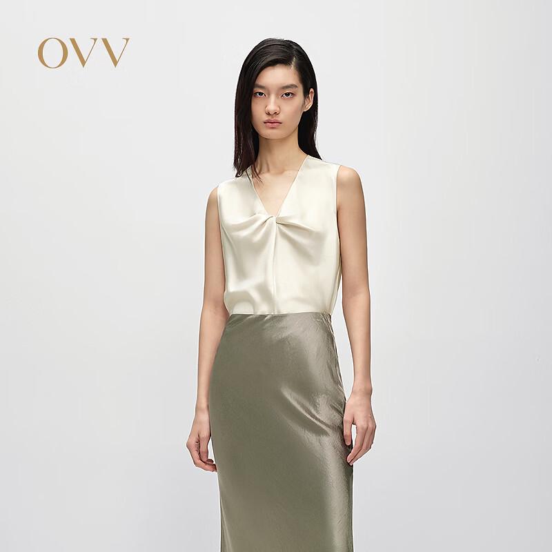 OVV Women s Satin Acetate V-Neck Sleeveless Top M