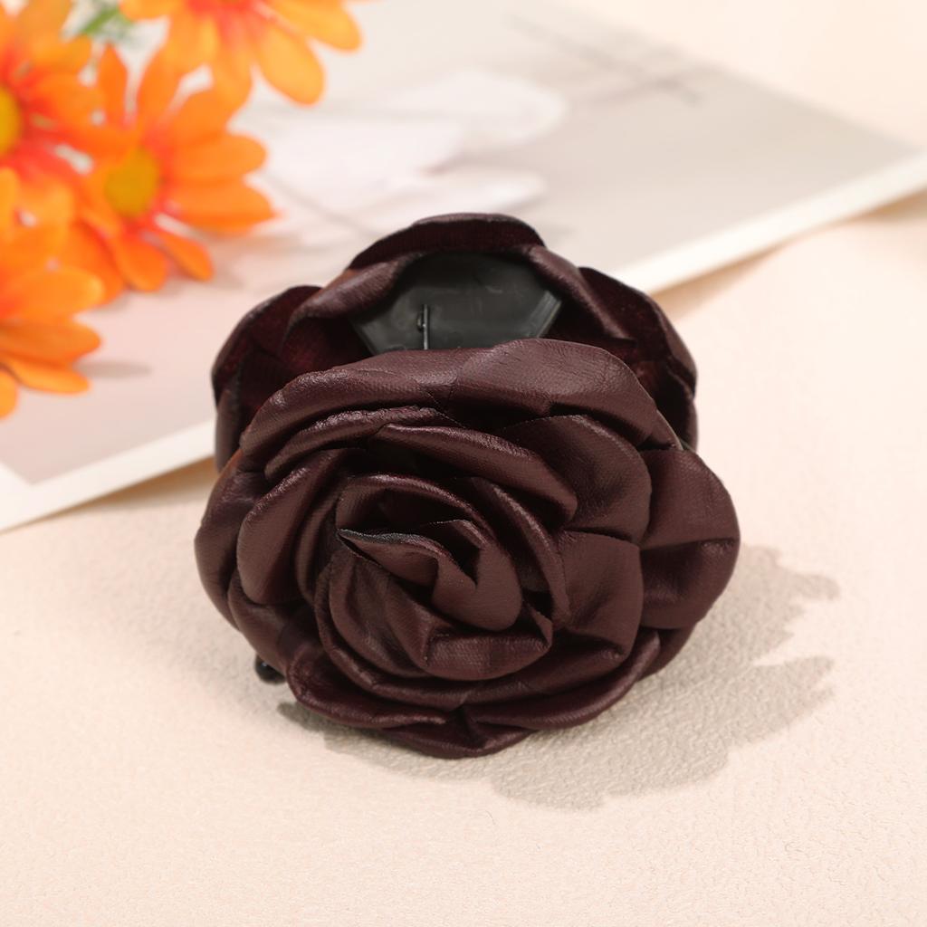 AWAYTR Leopard Pattern Flower Hair Claws Fabric Floral Hair Clips Crab For Women Girl Gift Hair Accessories Valentine Headwear