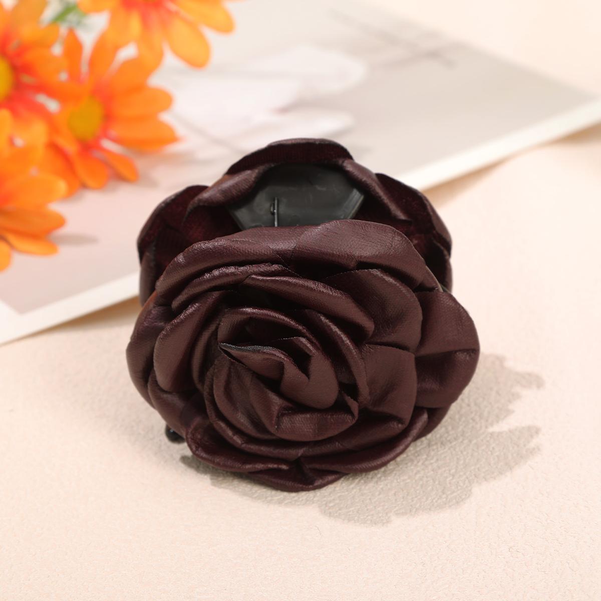 

AWAYTR Solid Color Leopard Rose Hair Claws Fabric Hair Clips Crab For Women Girl Gift Hair Accessories Valentine Headwear