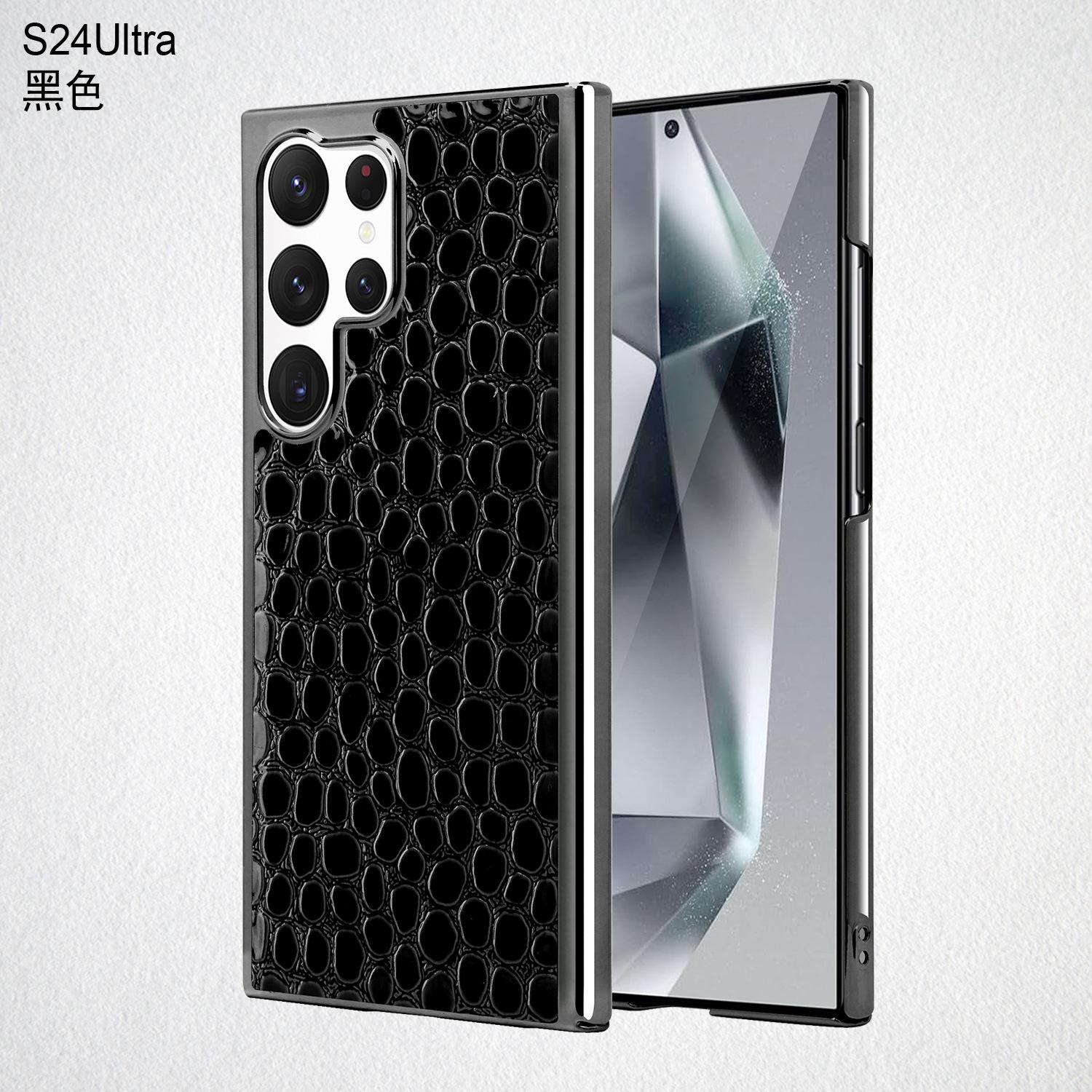 Samsung S11Ultra electroplated crocodile pattern mobile phone case S11Ultra business S11Ultra protective case S25Ultra чёрный
