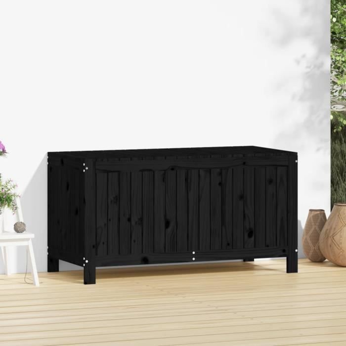 VidaXL Boîte de rangement de jardin Noir 121x55x64 cm Bois massif pin 823847