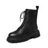 Fashion square heel lace-up knitted socks boots platform black women's ankle boots 2025fashion women's winter warm thick-soled boots