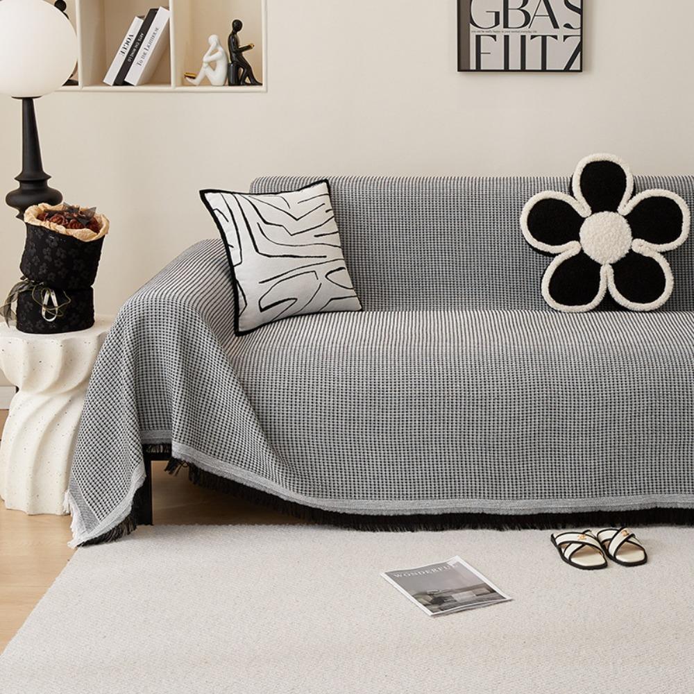 Cream Style Sofa Cover Full Coverage Universal All Season Couch Blanket for Picnic Camping
