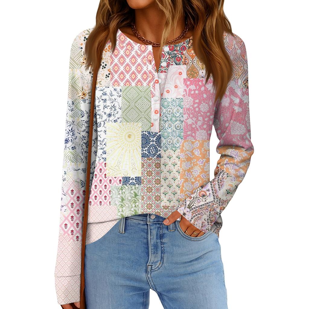 Women's Fashion Loose Long Sleeve Round Neck Casual Top