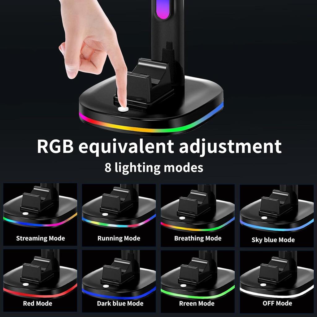 RGB Headphone Stand with Charger, Xbox Controller Charging Station Headset Stand Suitable for Xbox Series X/S/One/One X/One S Charging, Equipped with