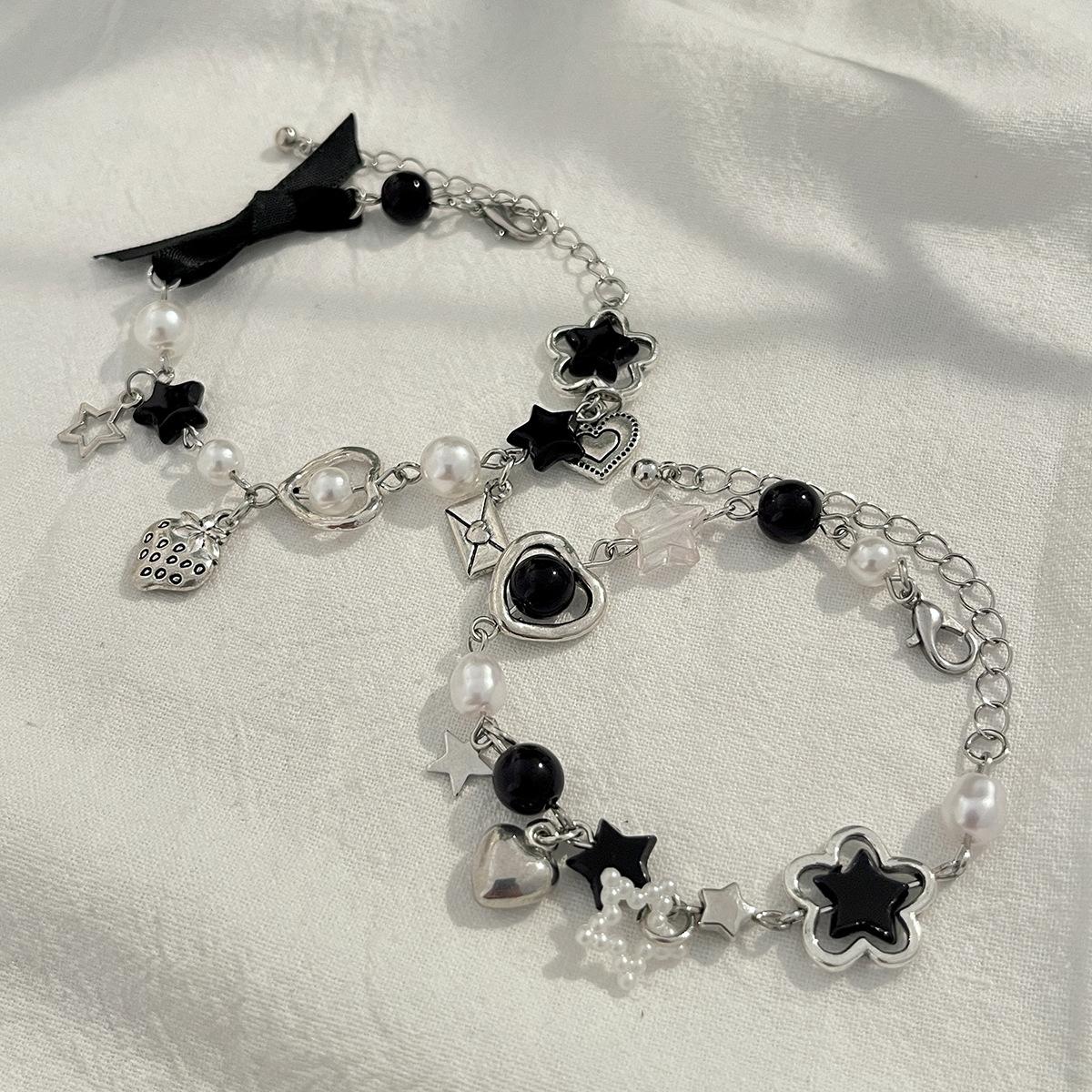 

Sweet And Cute Bear Bow Pendant Bracelet, Creative Five-Pointed Star Love Imitation Pearl Jewelry.