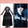 The Addams Family Wednesday Cosplay Dress With Polyester Fabric For Events And Themed Parties