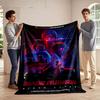 Futuristic Characters with Weapons Amid a Neon-lit, Sci-fi Setting. for All Seasons Blanket Lunch Break Throw Gift