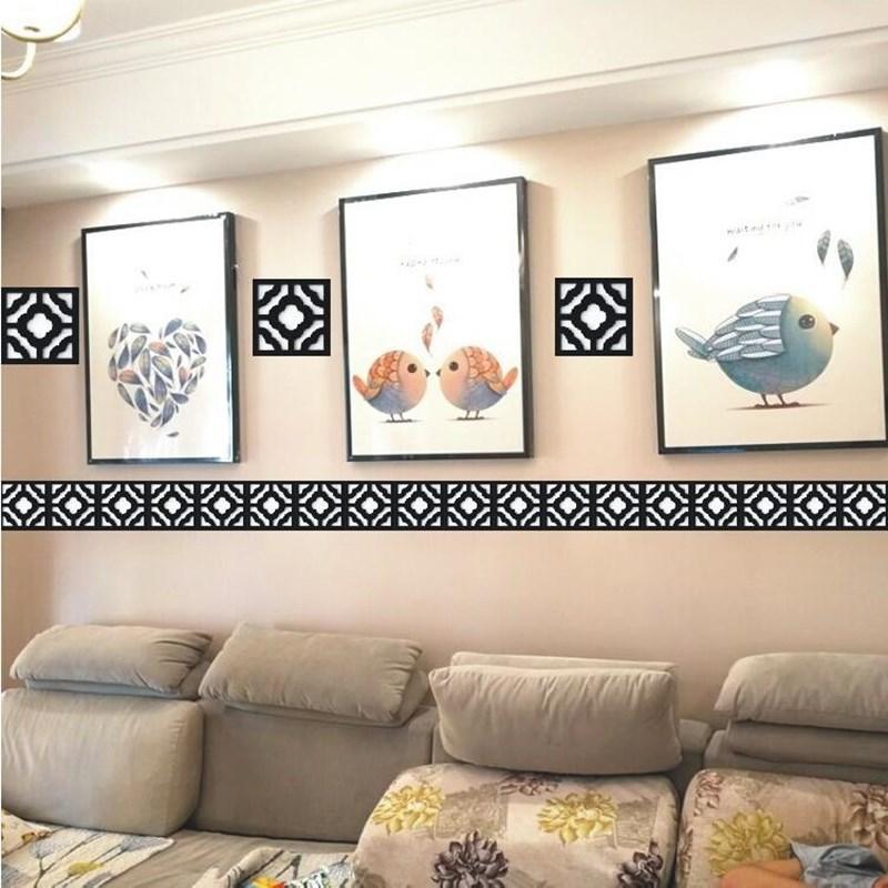 30Pcs 5*5cm  Mirror Sticker 3D Waist Line Building Border Acrylic Mirror Wall Stickers for Living Room Home Decor