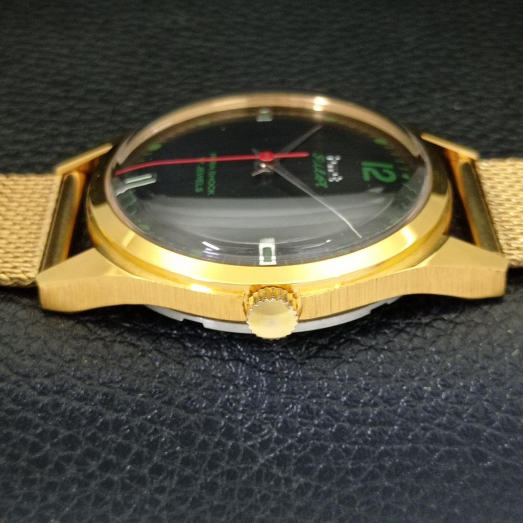 HMT PILOT VINTAGE HANDAUFZUG INDISCHE HERREN SCHWARZES ZIFFERBLATT UHR a702078-5