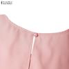 ZANZEA Women Casual Hollow Embroidered Patchwork Summer Short Sleeve Dress