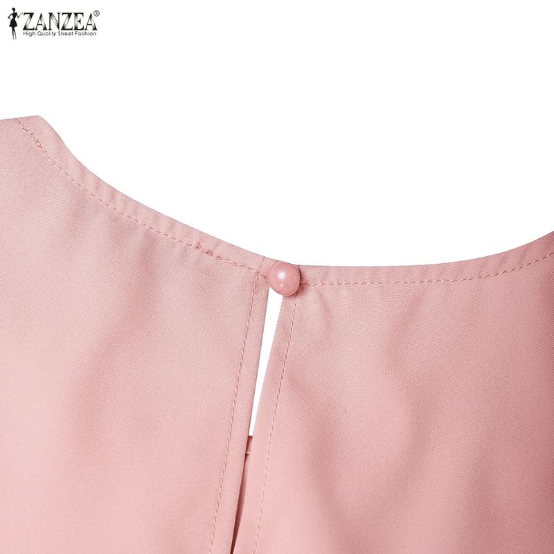 ZANZEA Women Casual Hollow Embroidered Patchwork Summer Short Sleeve Dress