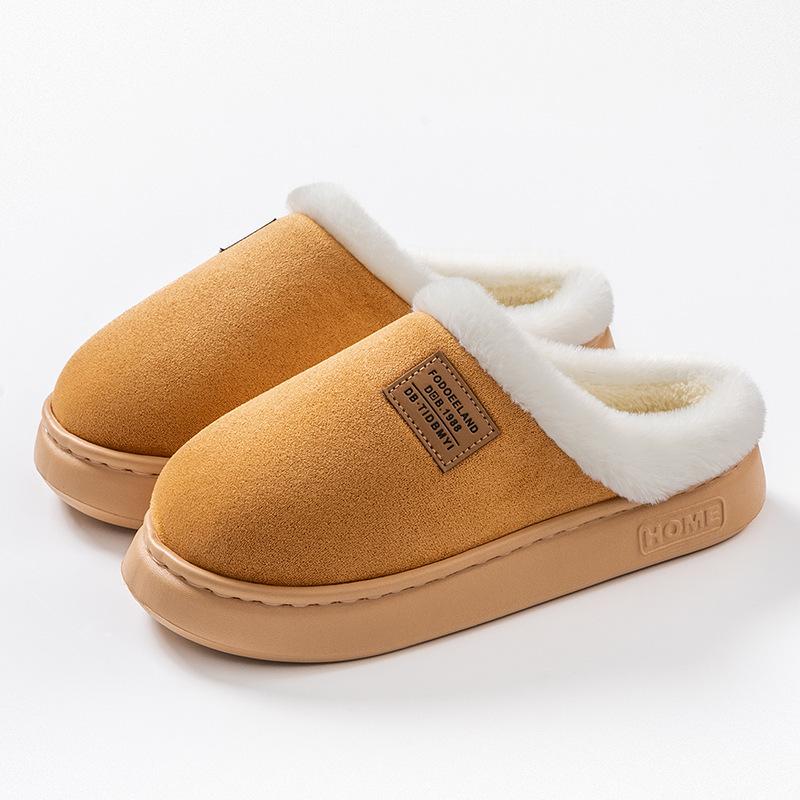 thick-soled plush winter cotton slippers cotton shoes women wear non-slip household slippers warm and velvet home