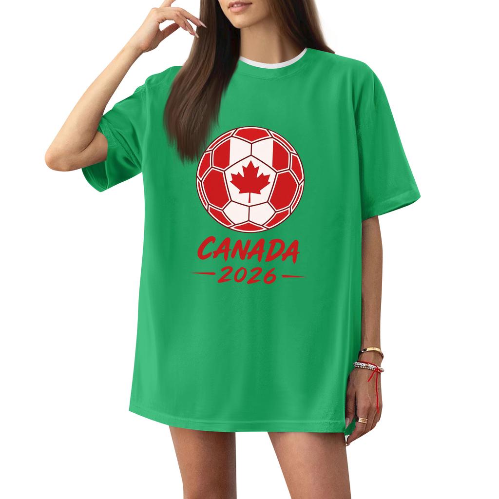 Women's Fashion Short Sleeve Soccer Print T-Shirt