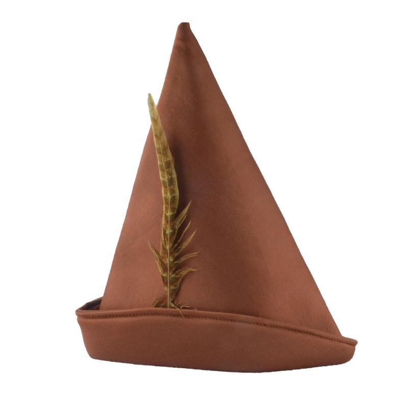 

Унисекс Ручная Работа Перо Головной Убор Ткань Коричневая Остроконечная Шляпа Для Хэллоуина Тематических Вечеринок Сценических Выступлений 1