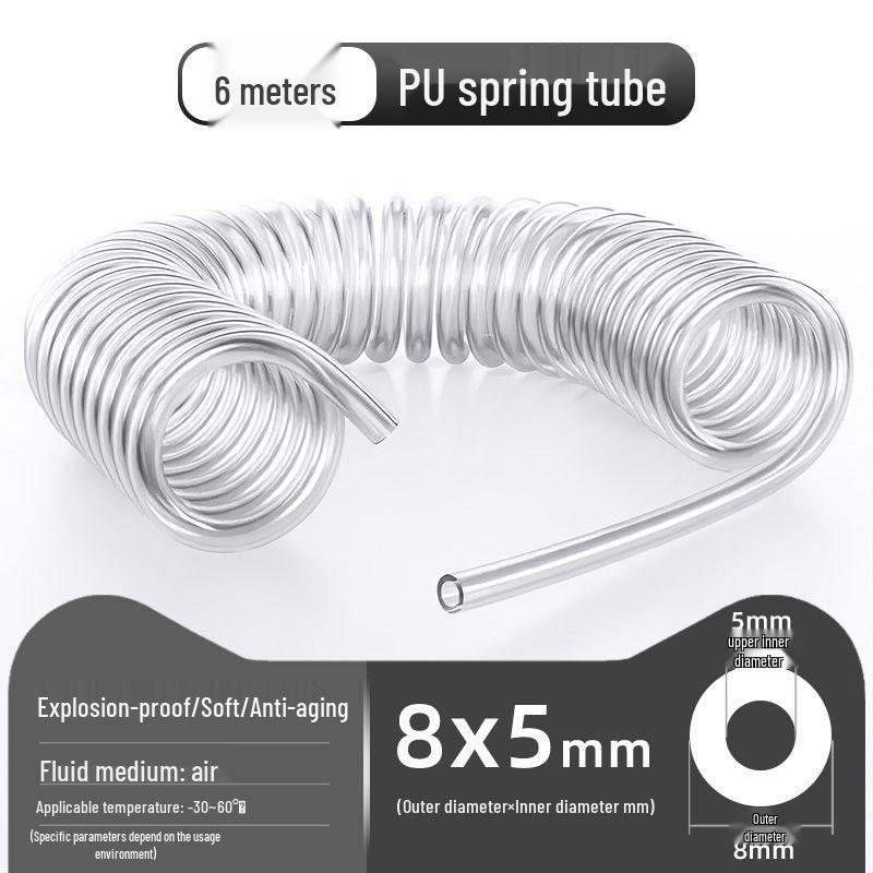 Retractable 8mm PU Spiral Air Hose with Quick Pneumatic Connector