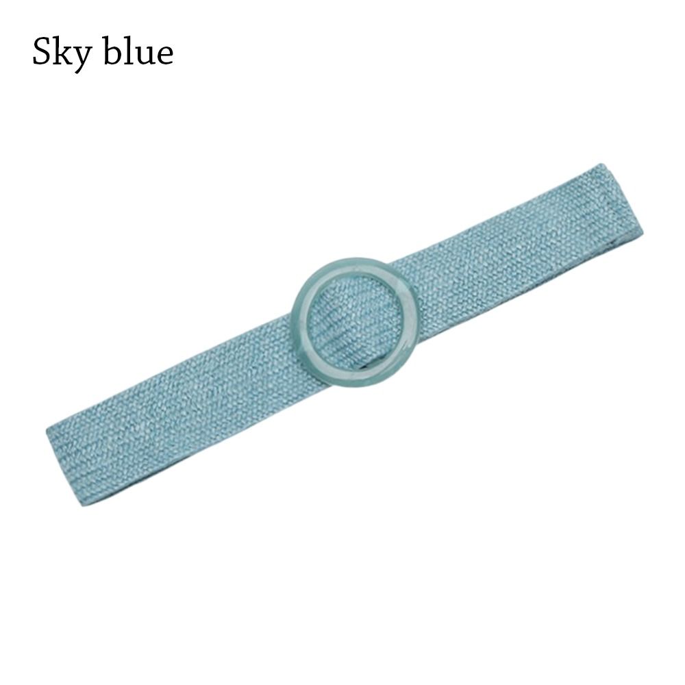 

Еластичний солом яний ремінь. Богемський плетений пояс. Модний жіночий пояс небо синє кольору